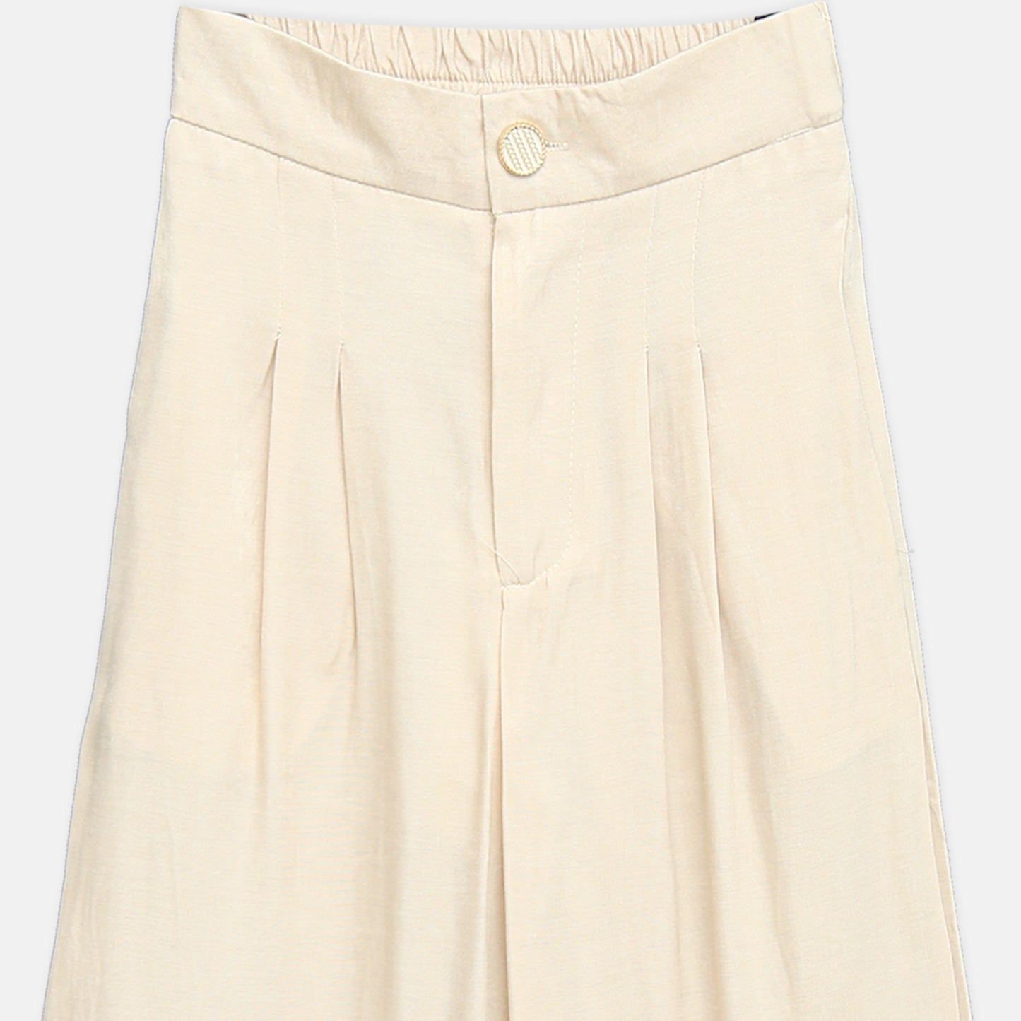 Beige Wide-Leg Trousers