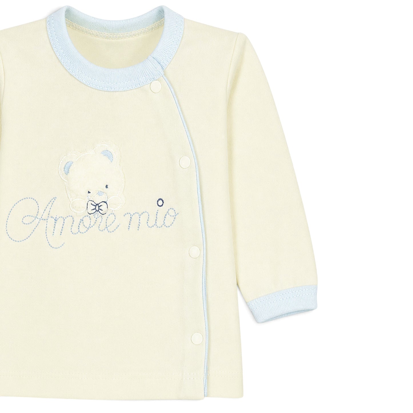CREAM AND BLUE "AMORE MIO" BEAR BABY BOY GIFT SET