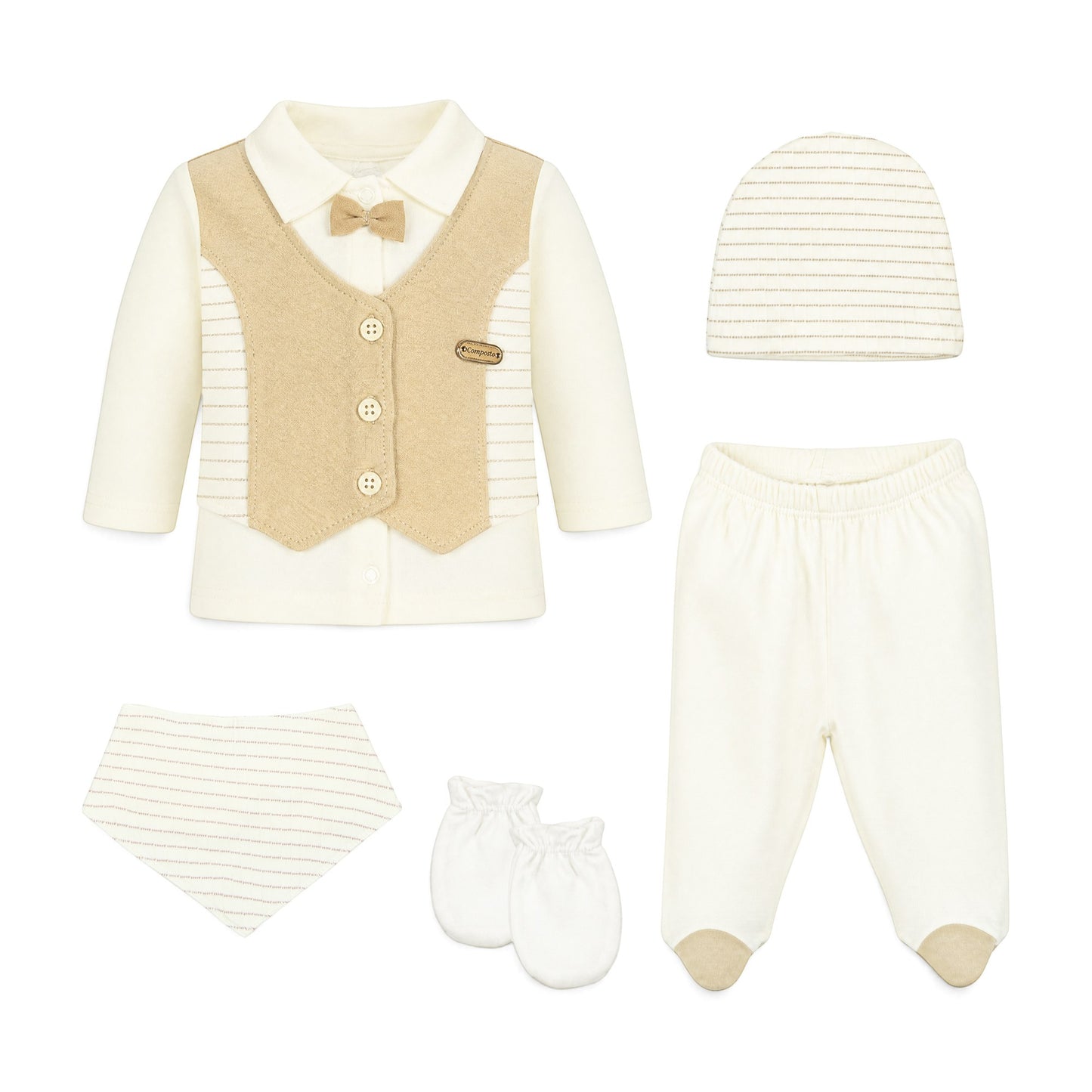 BEIGE VEST STYLE BABY BOY GIFT SET