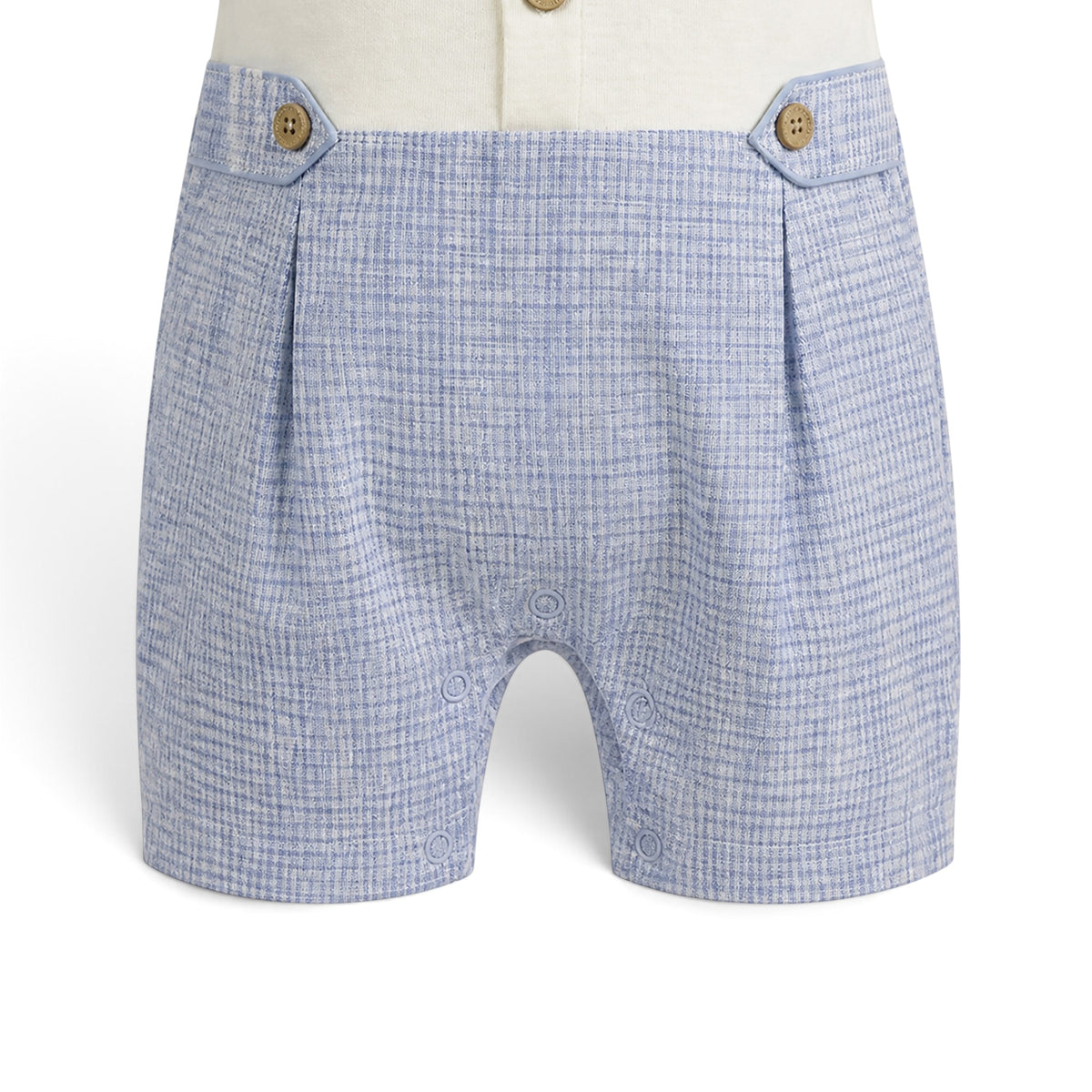 WHITE & BLUE CHECKED COLLARED ROMPER