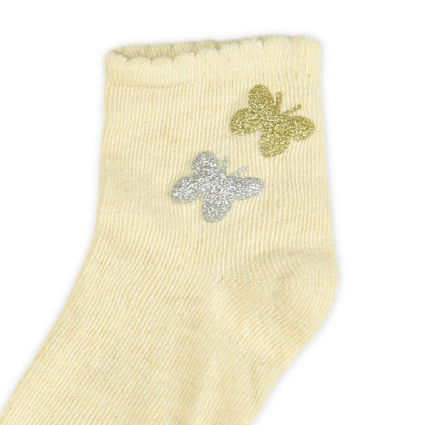 OFF-WHITE BUTTERFLY MOTIF GIRL SOCKS PK-2