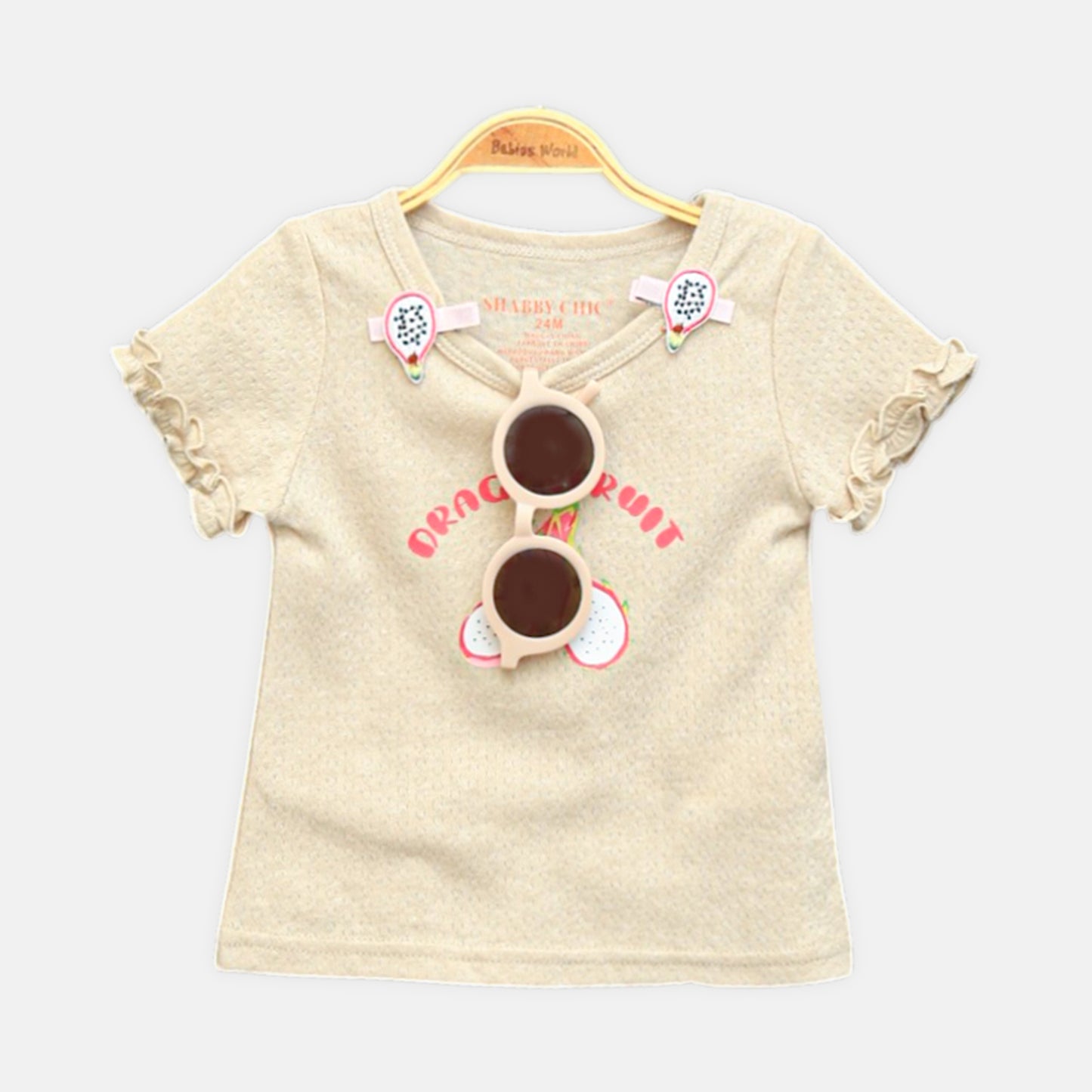 Dragon Fruit Peach 3-Piece Suit Set With Sunglasses