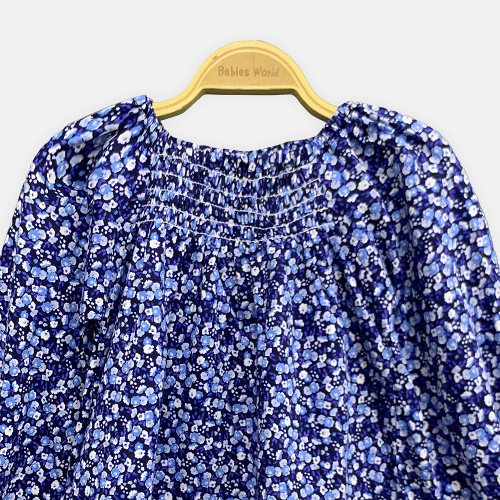 GIRLS TOP BOAT NECK BLUE