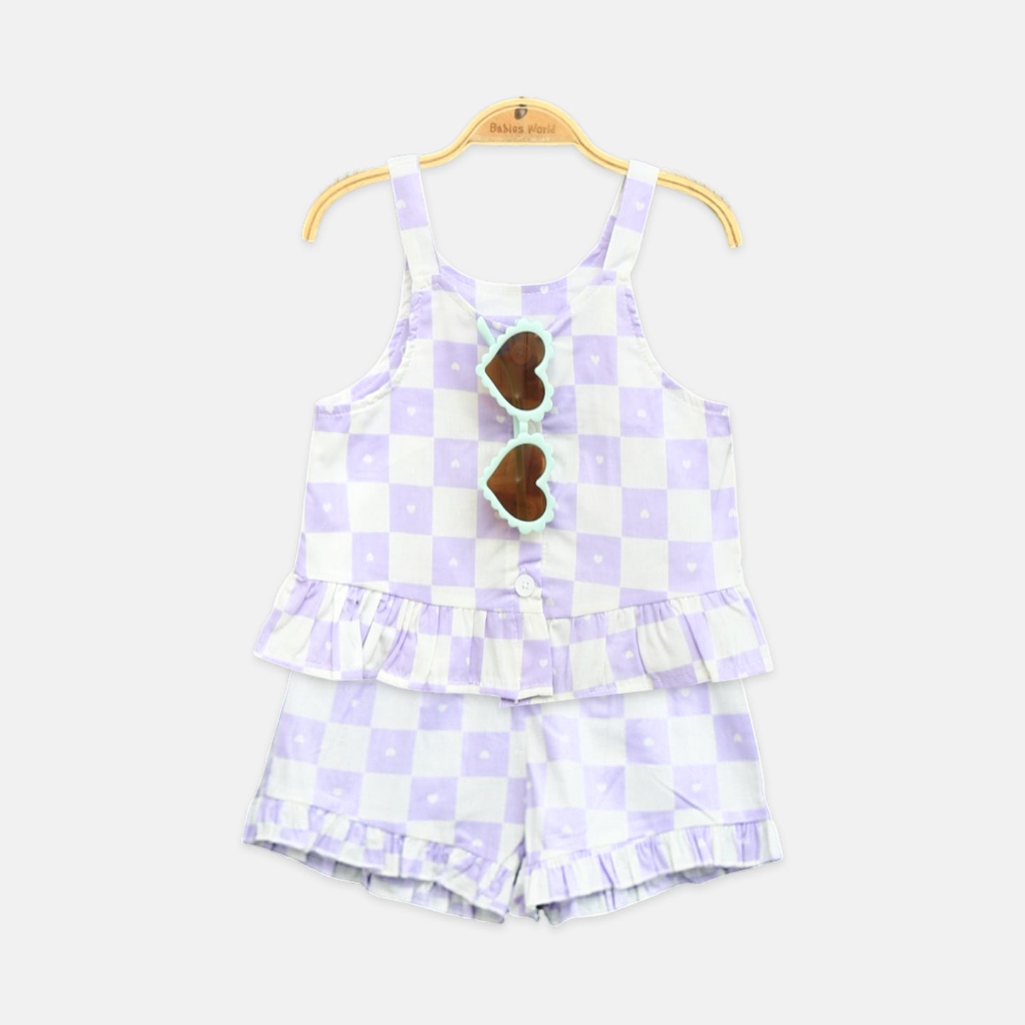 2-Piece Purple Checkered Heart Set