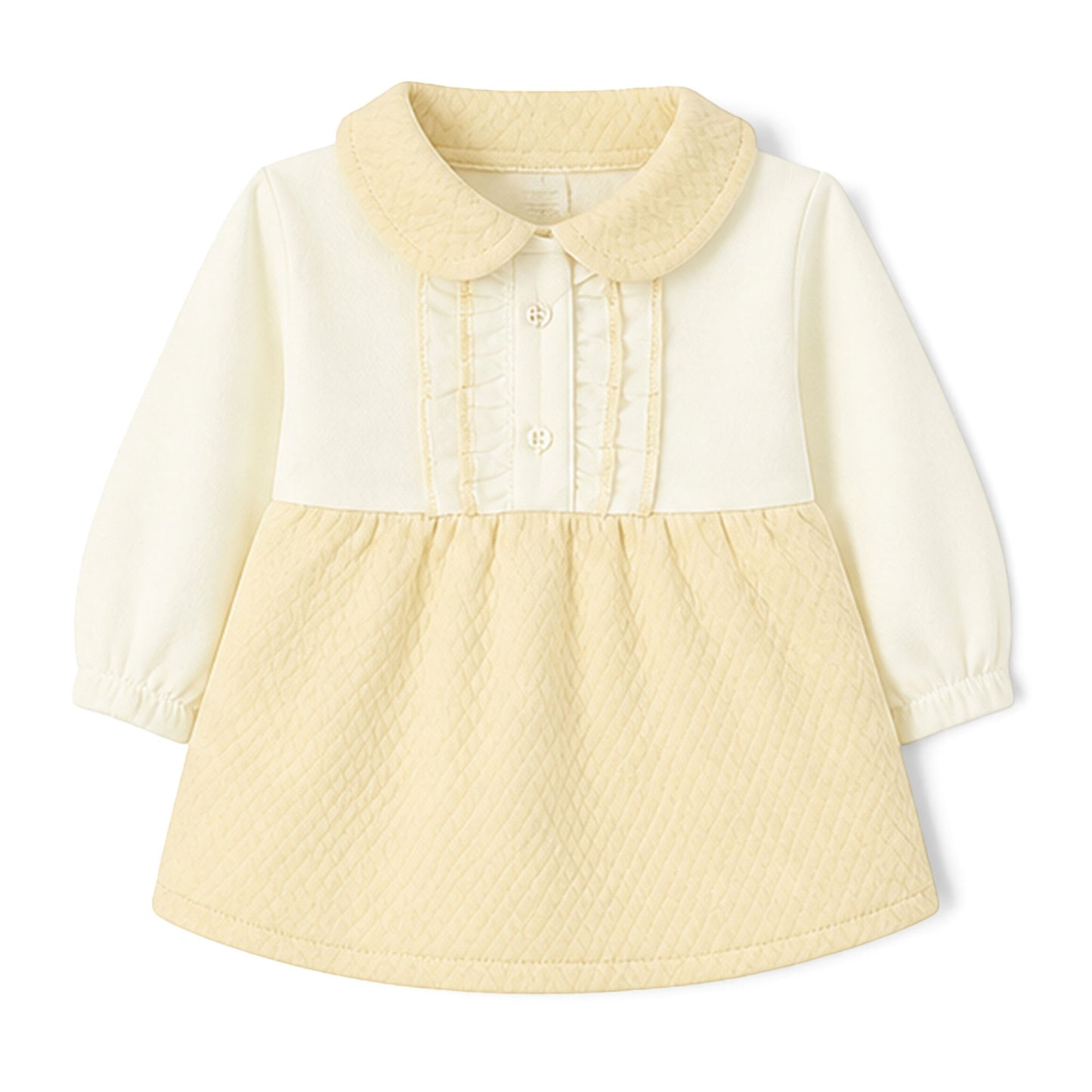 CREAM AND BEIGE RUFFLE-FRONT BABY GIRL GIFT SET