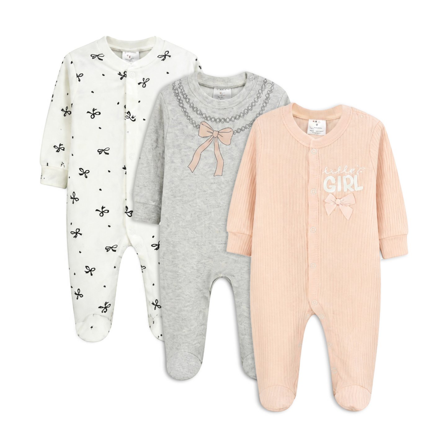 "LITTLE GIRL" SLEEP SUITS GIRLS PK-3