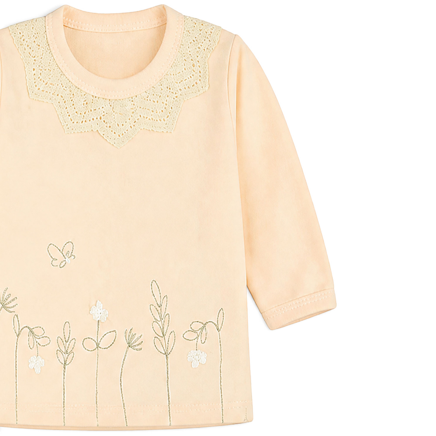 PEACH LACE COLLAR FLORAL & BUTTERFLY BABY GIRL GIFT SET