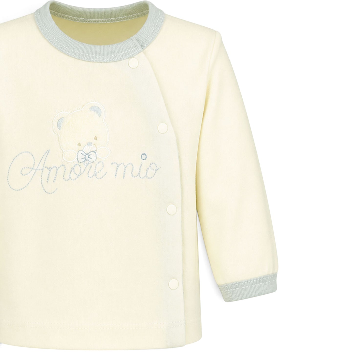 CREAM AND SAGE GREEN "AMORE MIO" BEAR BABY BOY GIFT SET