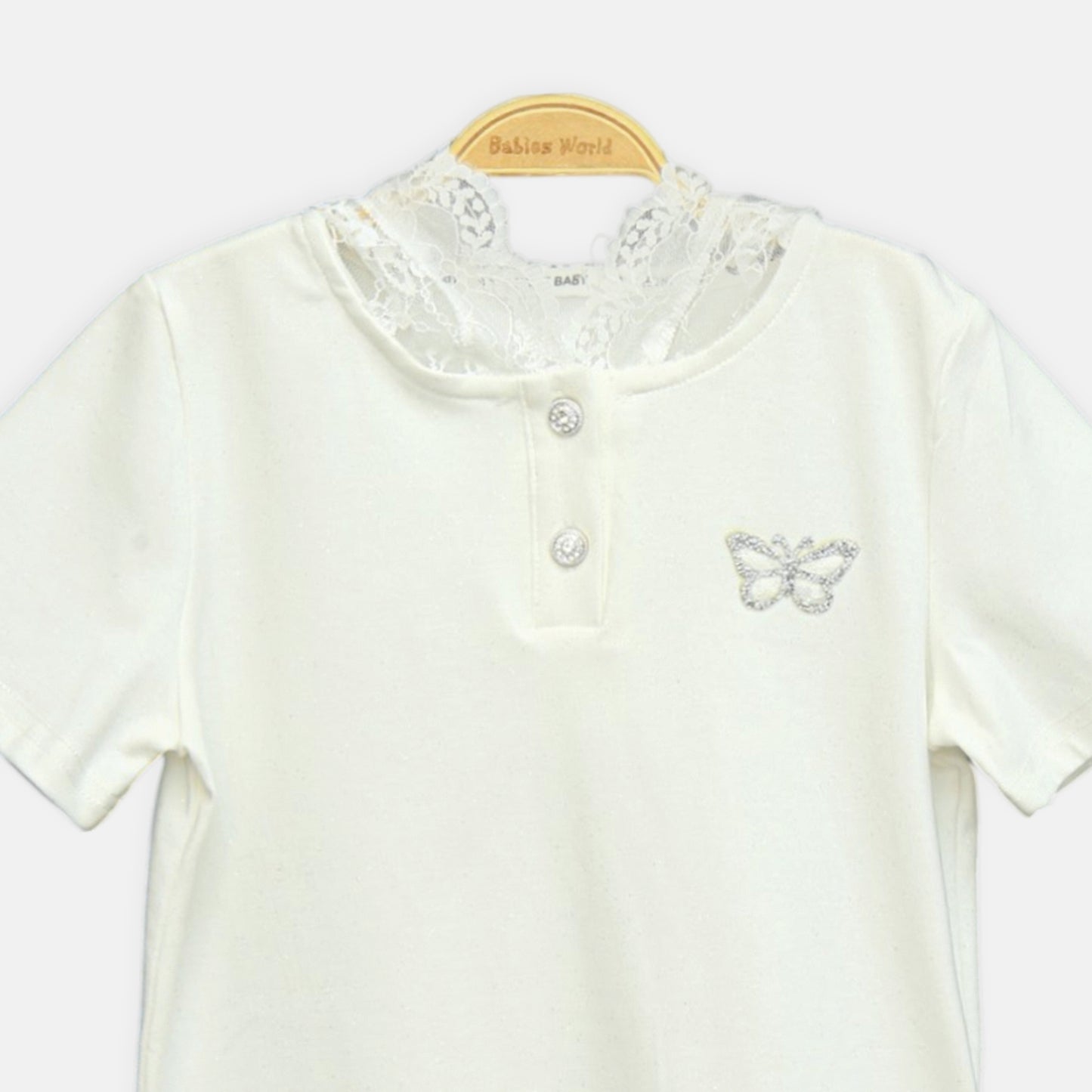 White Lace Collar Polo