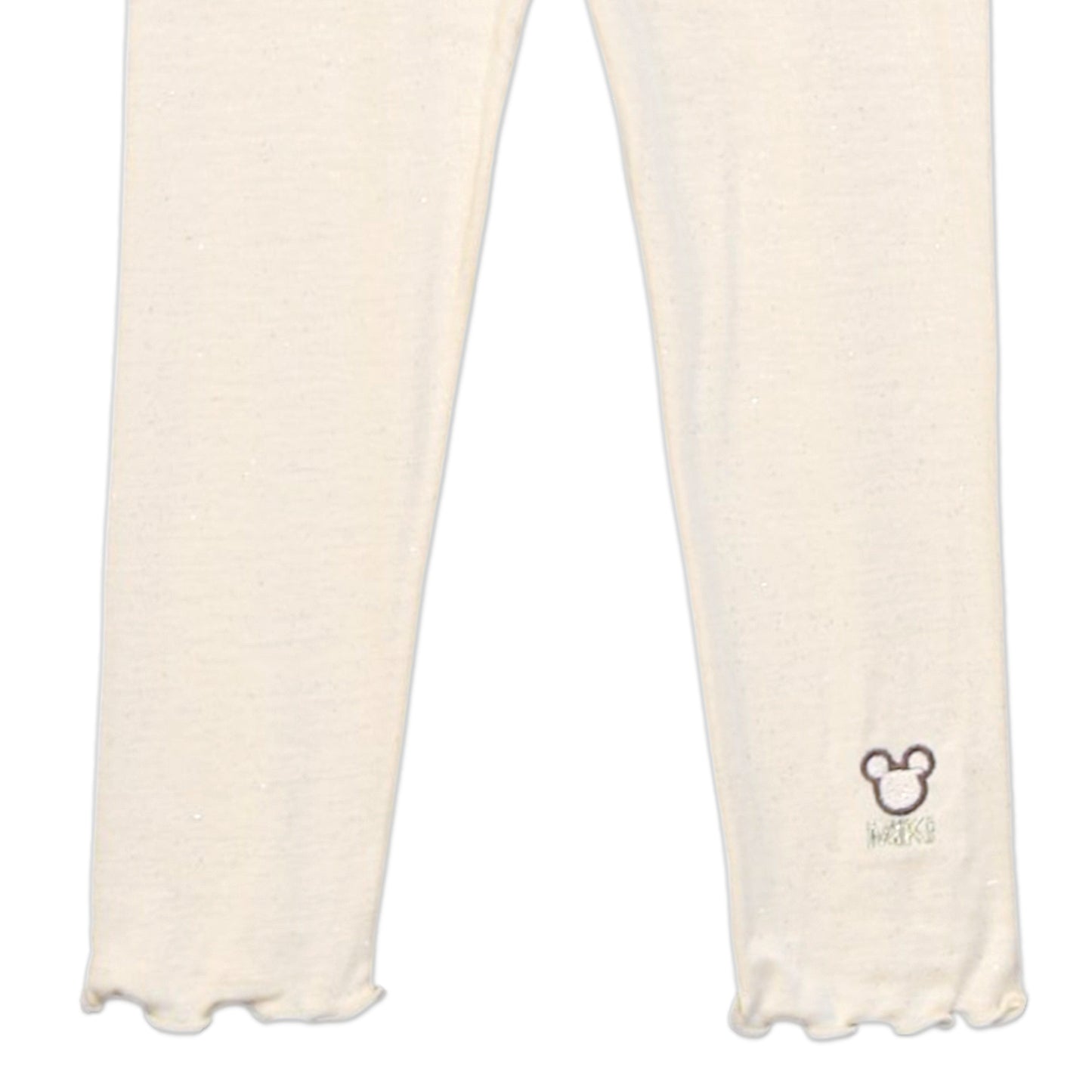CREAM GLITTER RUFFLED TROUSERS