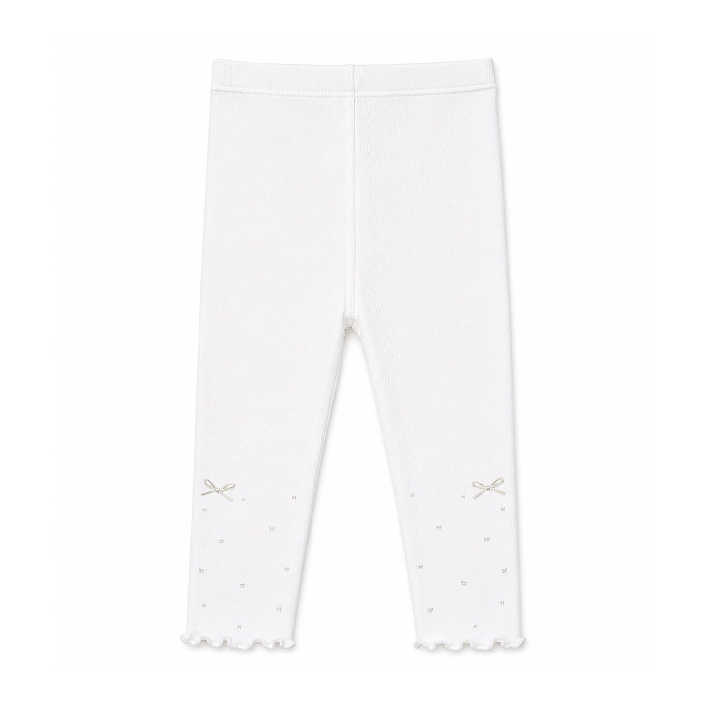 WHITE RIBBED BOW TROUSERS