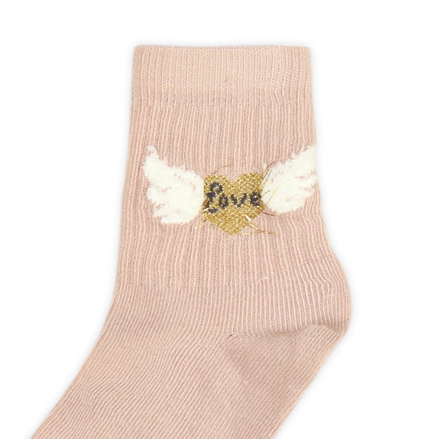 PINK WINGED HEART GIRL SOCKS