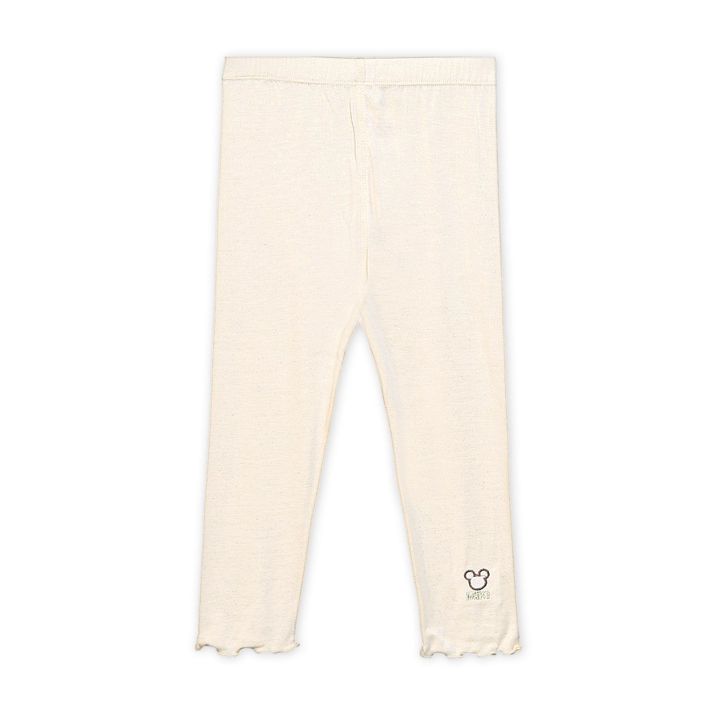CREAM GLITTER RUFFLED TROUSERS