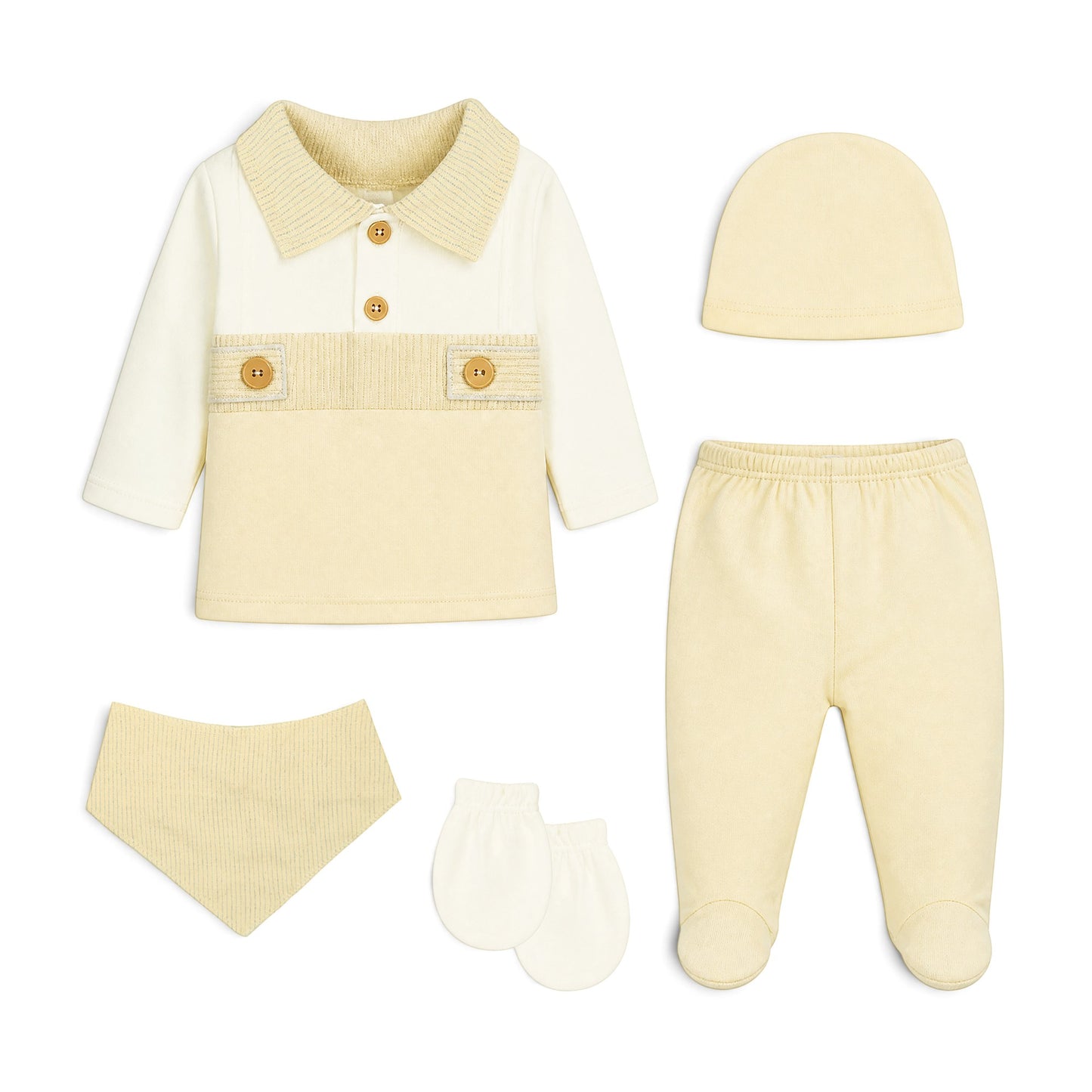 CREAM AND BEIGE COLLARED BABY BOY GIFT SET
