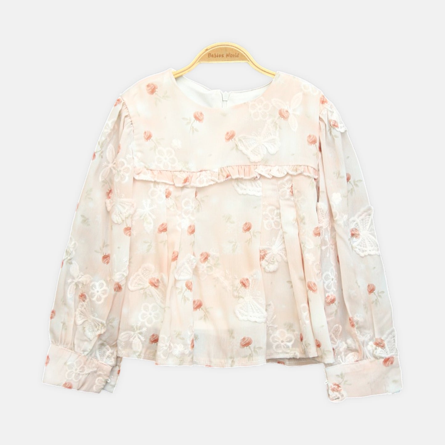 Peach Embroidered Pants Set