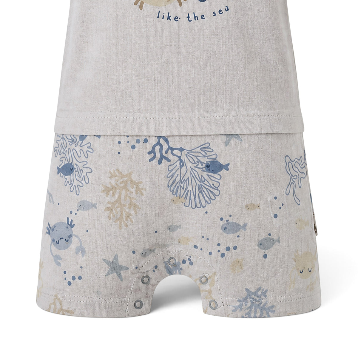 BEIGE "LIKE THE SEA" MUSLIN ROMPER