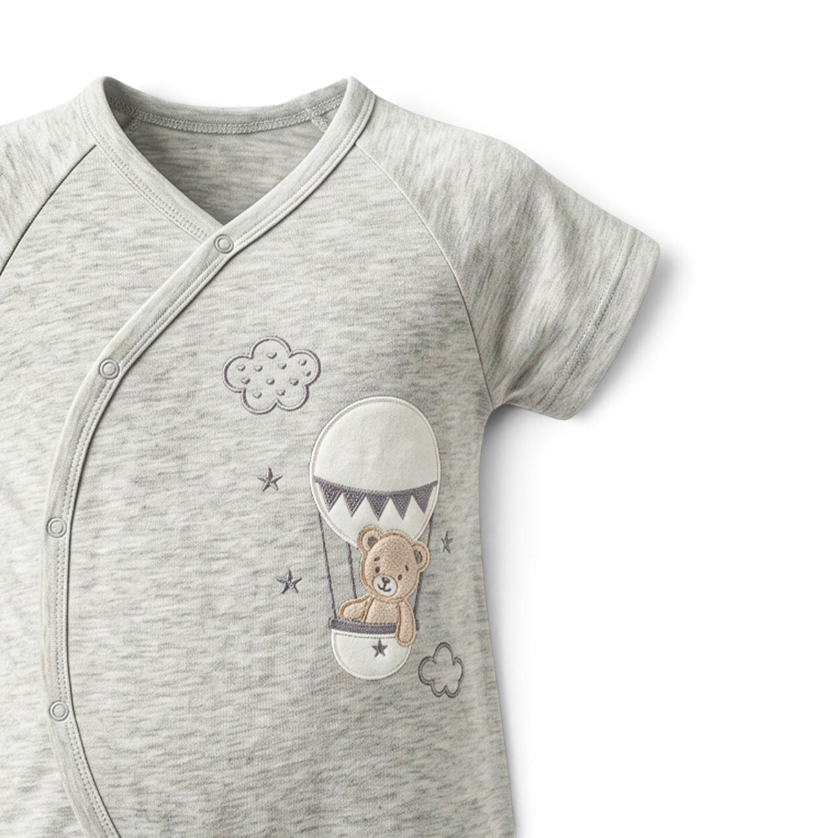 GREY "HOT AIR BALLOON BEAR" ROMPER