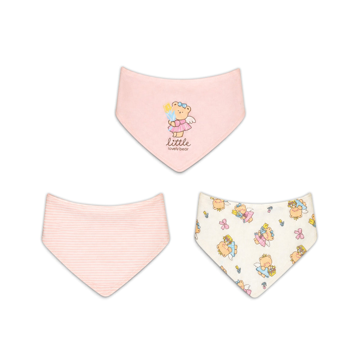 WHIMSICAL BEAR PRINT BIBS PK-3