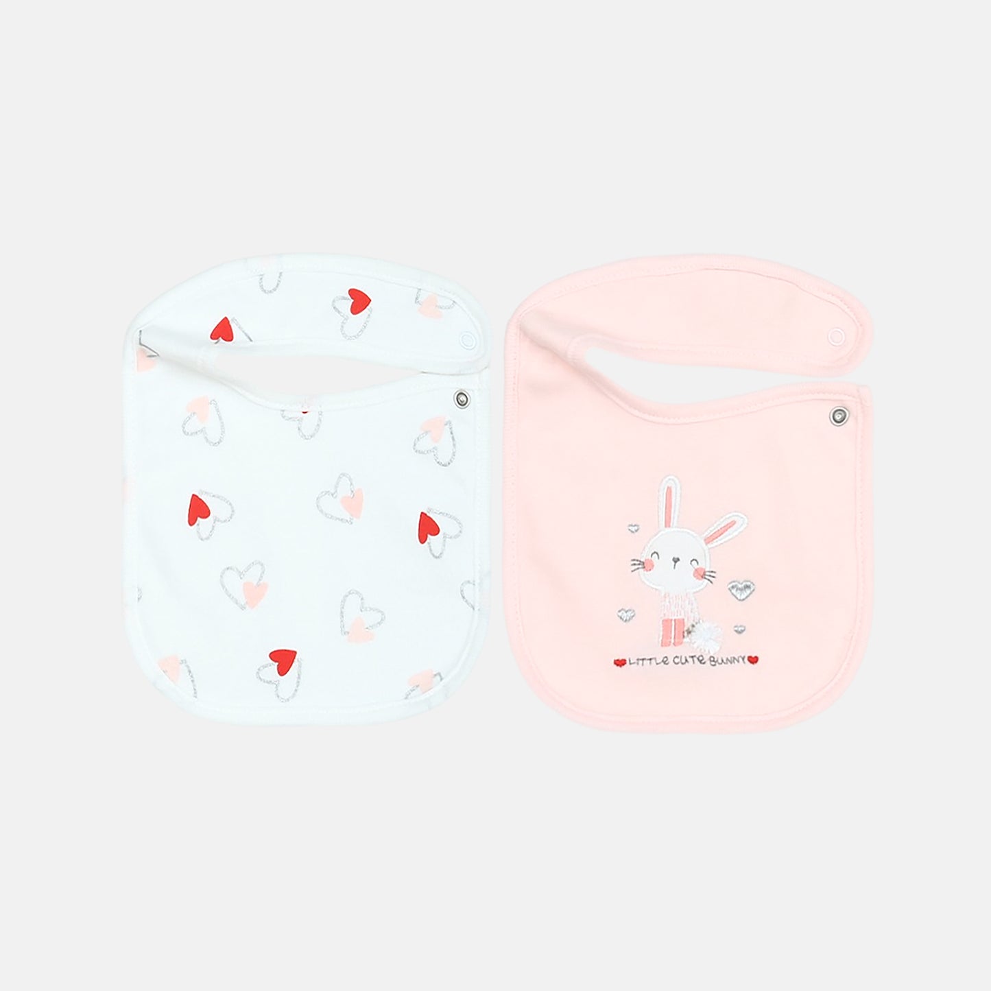 Pink Bunny & Hearts Bibs (2-Pack)