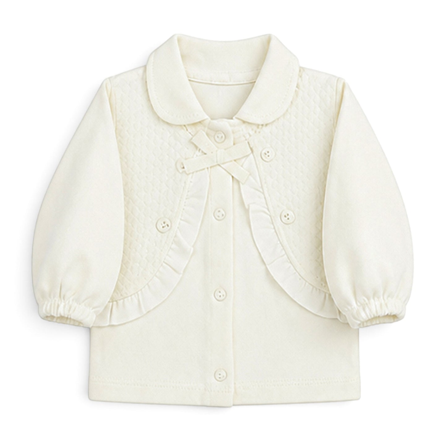 CREAM RUFFLED-ACCENT BABY GIRL GIFT SET