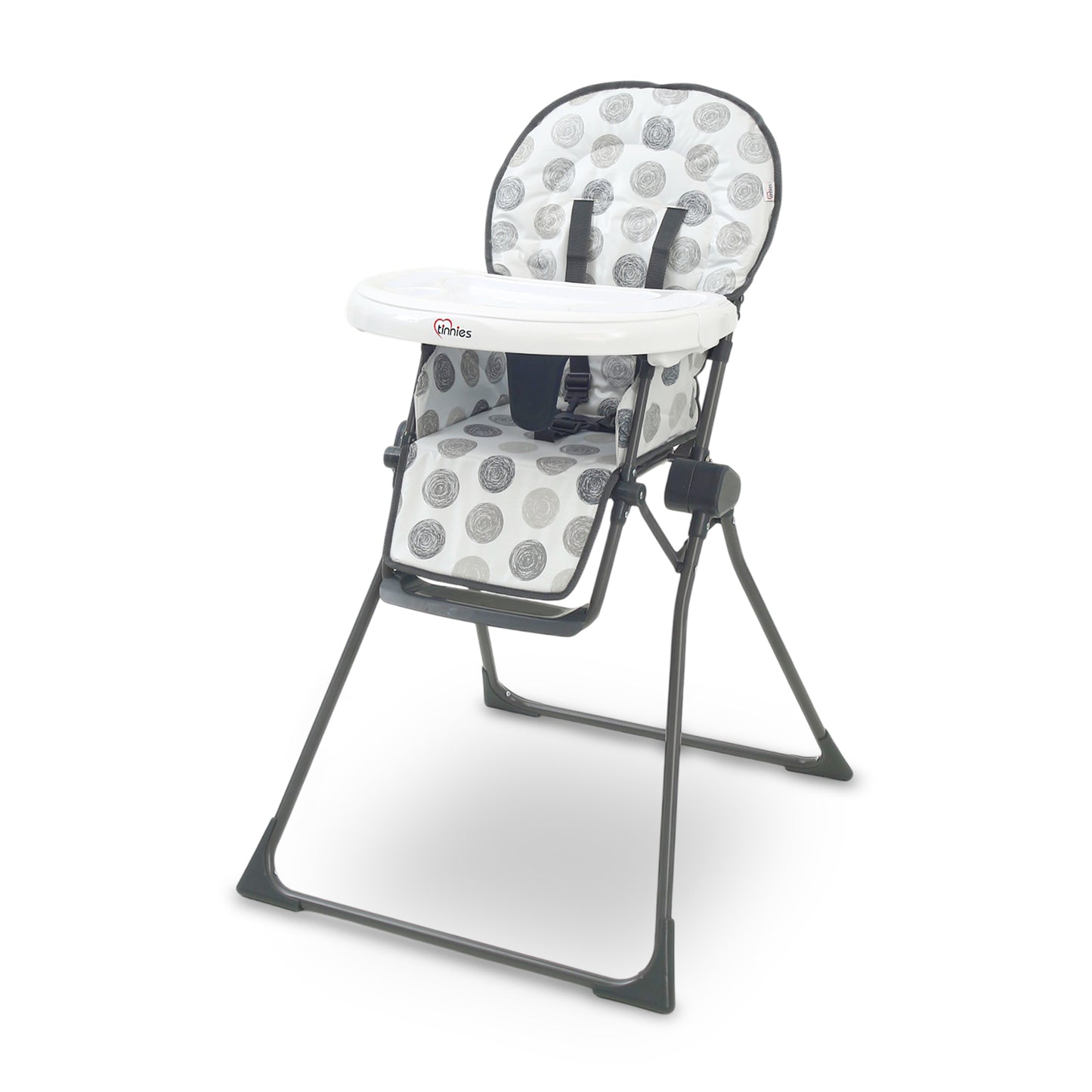 TINNIES PREMIUM GREY POLKA DOT FOLDABLE HIGH CHAIR