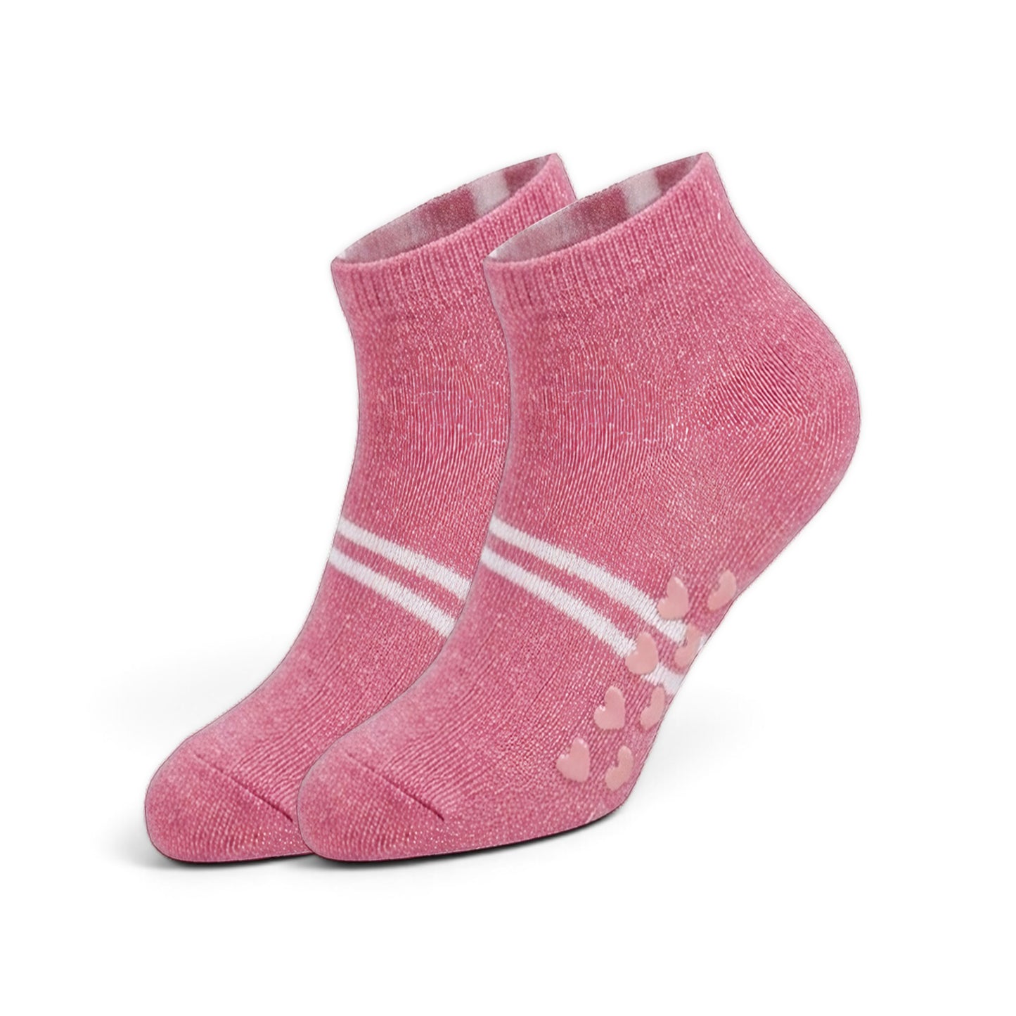 STRIPE & HEART GRIP GIRL SOCKS PK-5