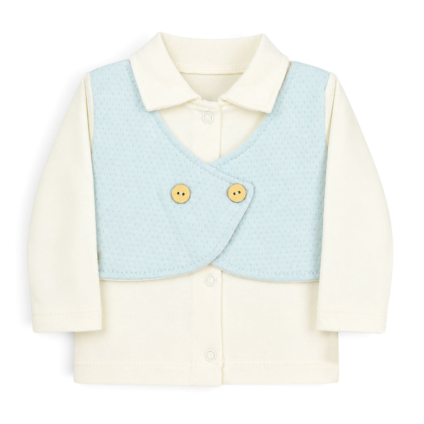 CREAM AND LIGHT BLUE VEST-STYLE GENTLEMAN BABY BOY GIFT SET