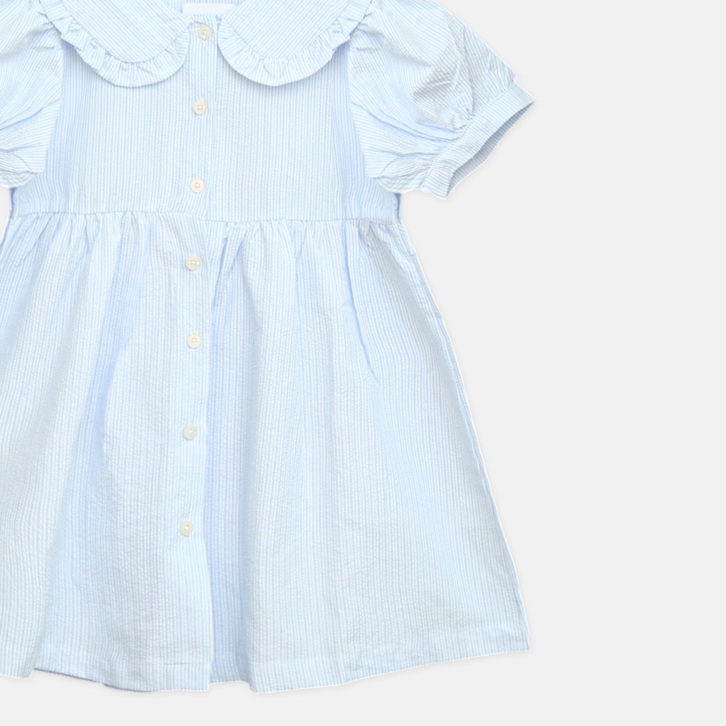 Sky Blue Seersucker Frock