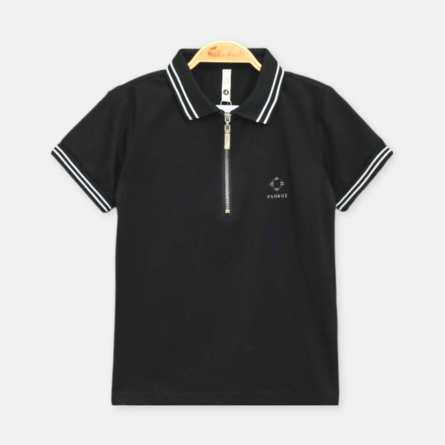 Black Zip-Neck Polo Shirt