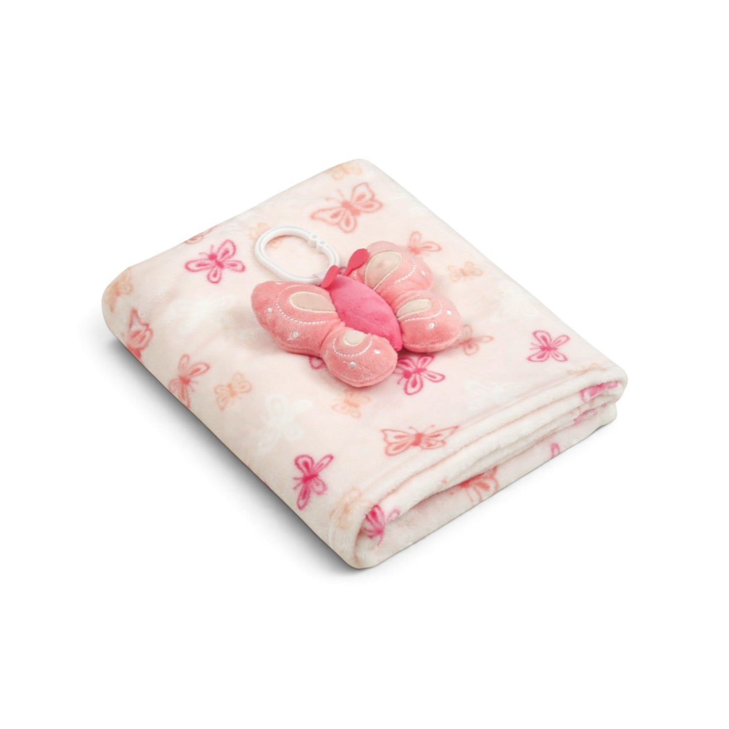 LIGHT PINK BUTTERFLY PRINT WITH MATCHING TOY BLANKET