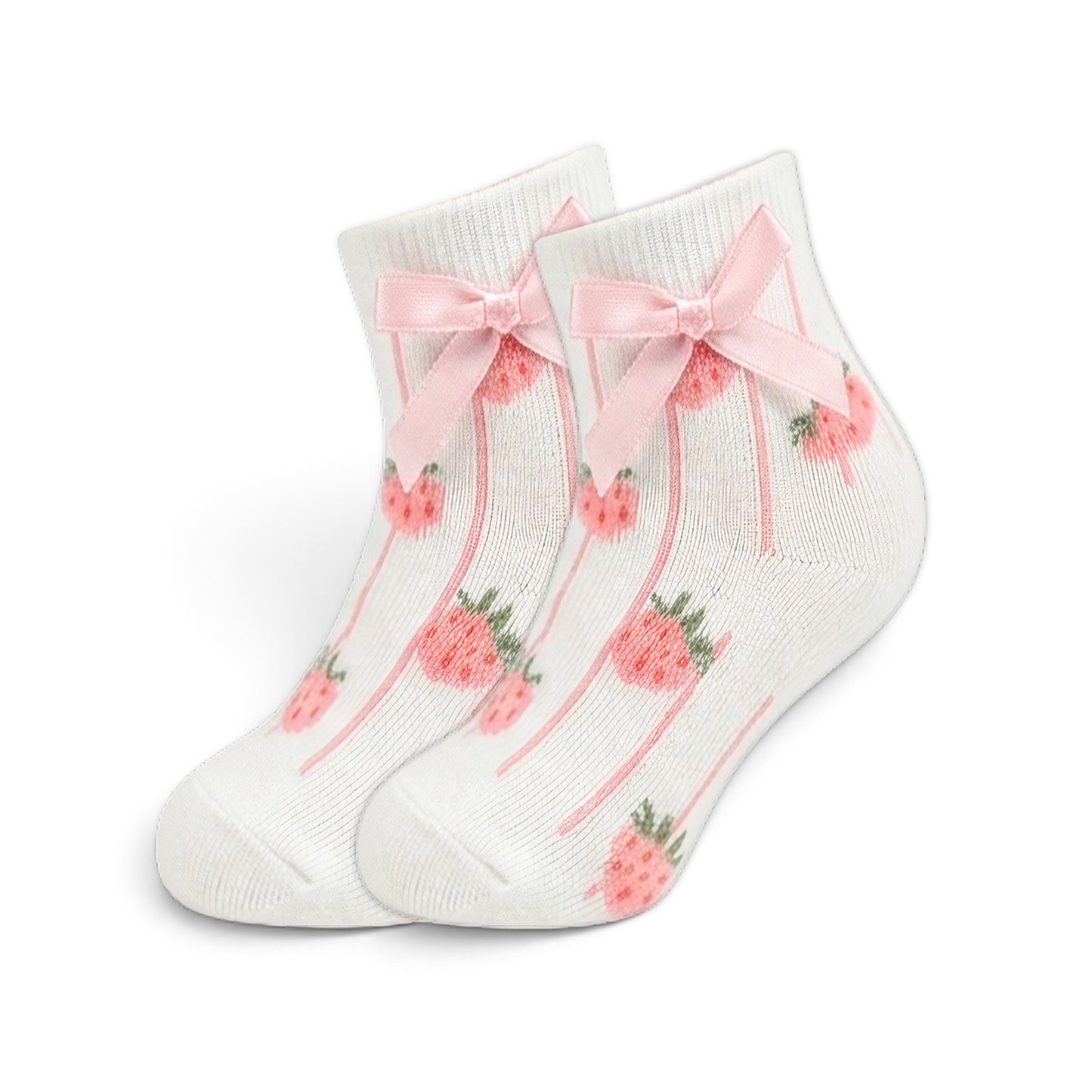 MILLIE & TILLIS STRAWBERRY PRINT GIRL SOCKS PK-3