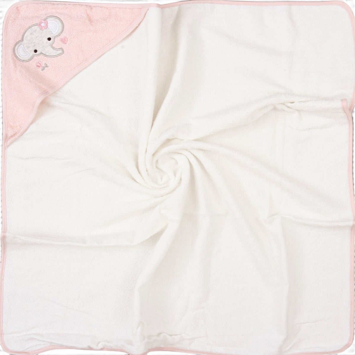 PINK ELEPHANT HOODED BATH TOWEL