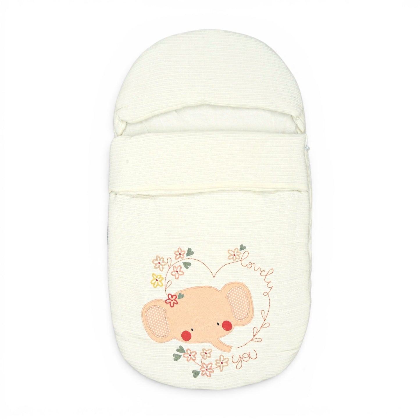 OFF-WHITE ELEPHANT APPLIQUE HOODED CARRY NEST