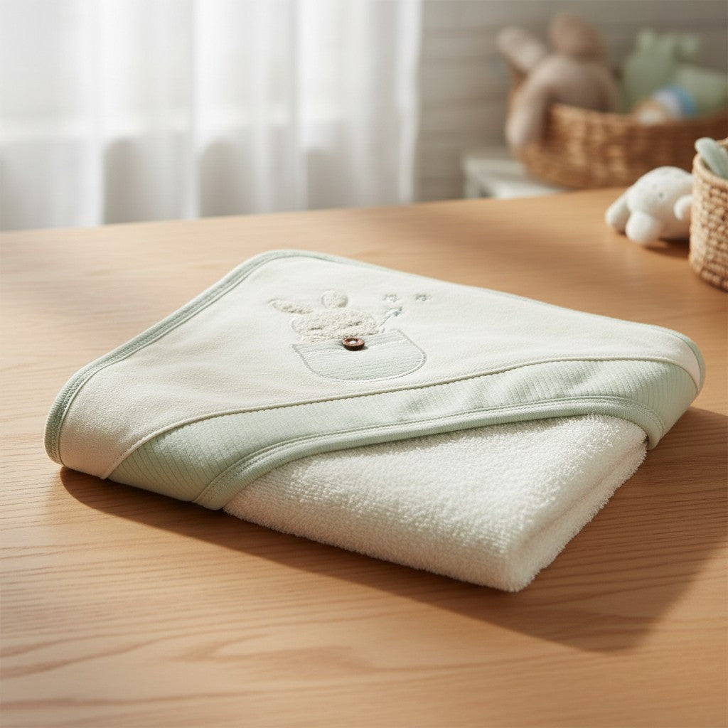 POCKET BUNNY HOODED BATH TOWEL
