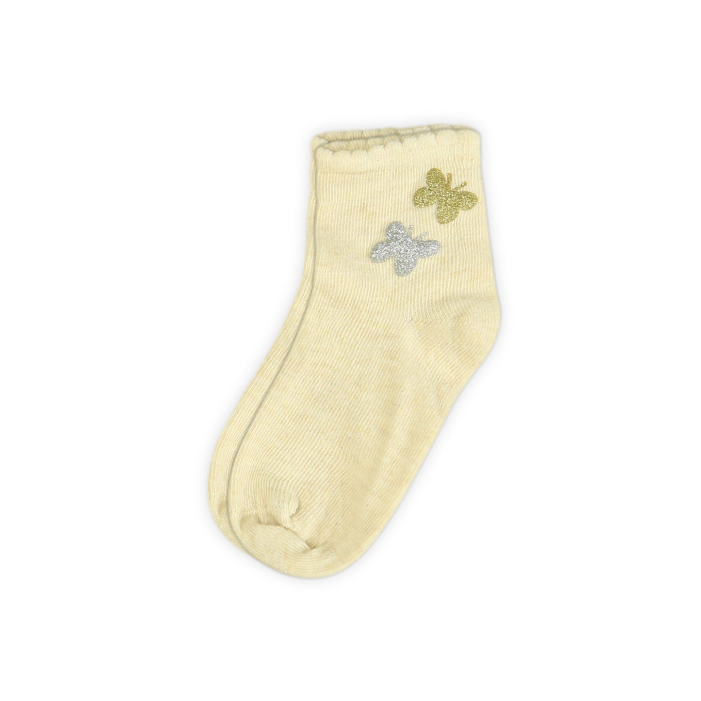 OFF-WHITE BUTTERFLY MOTIF GIRL SOCKS PK-2