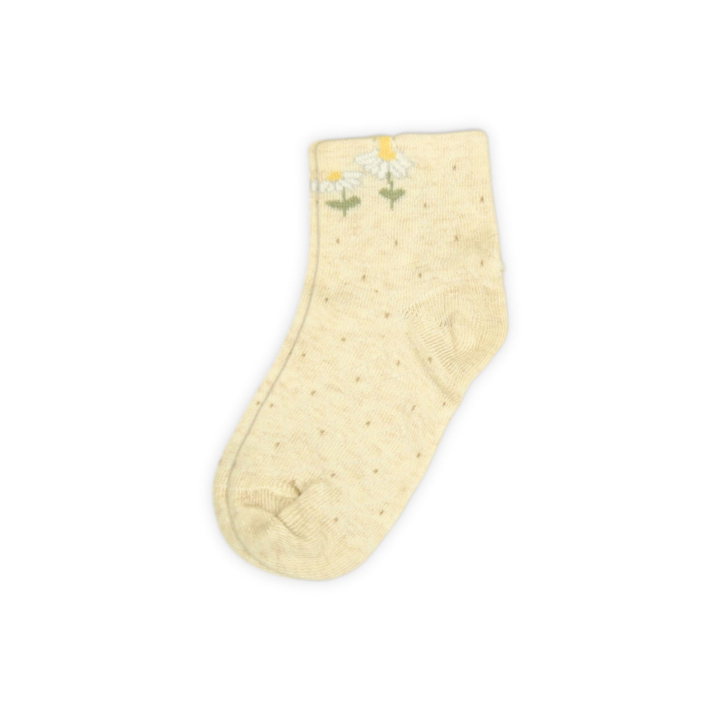 BEIGE POLKA DOT AND FLORAL GIRL SOCKS