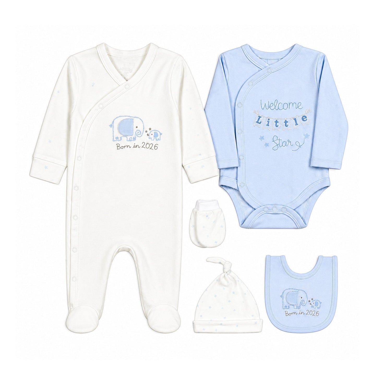 BLUE & WHITE LAYETTE SET BOYS