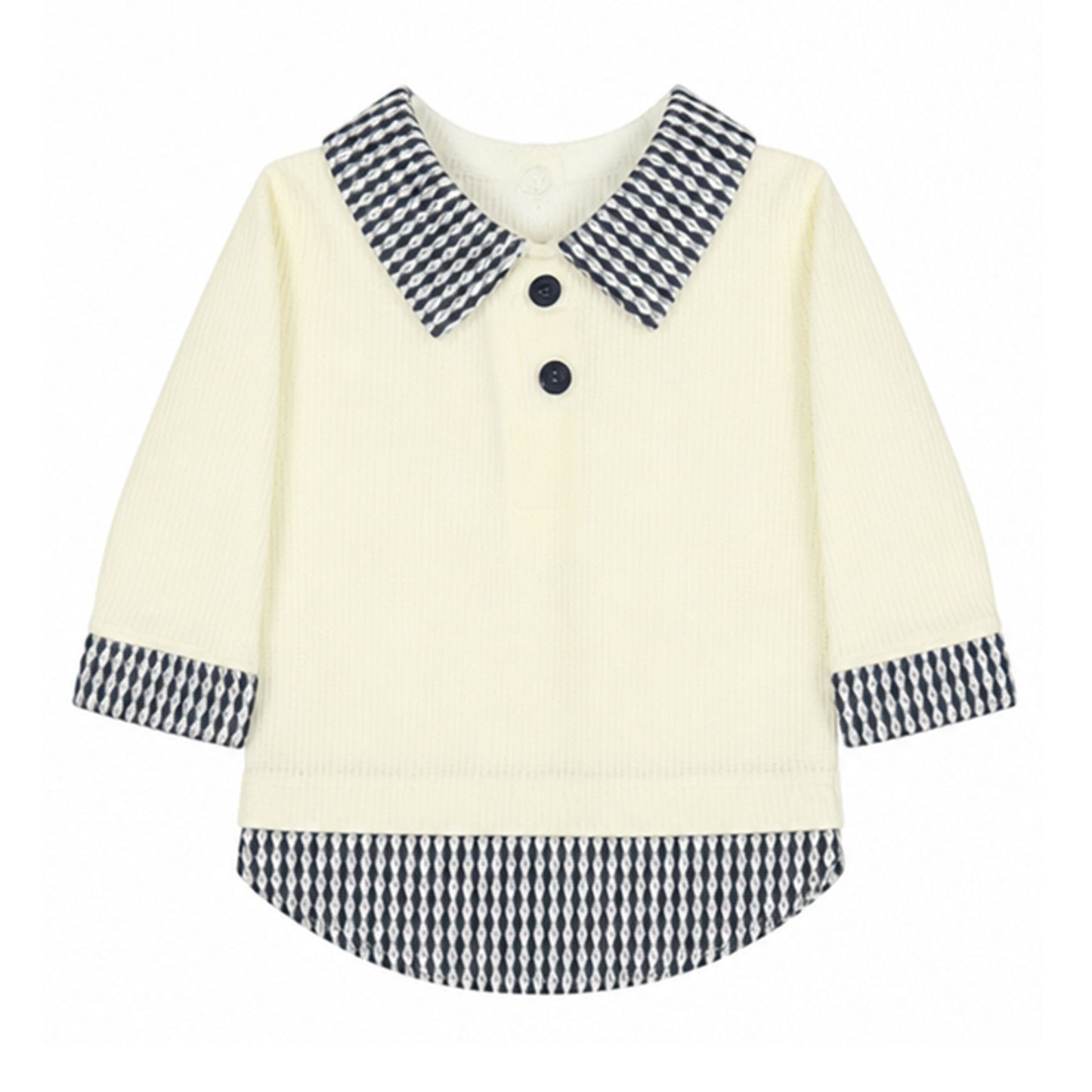 CREAM AND DENIM BLUE PATTERNED COLLAR BABY BOY GIFT SET