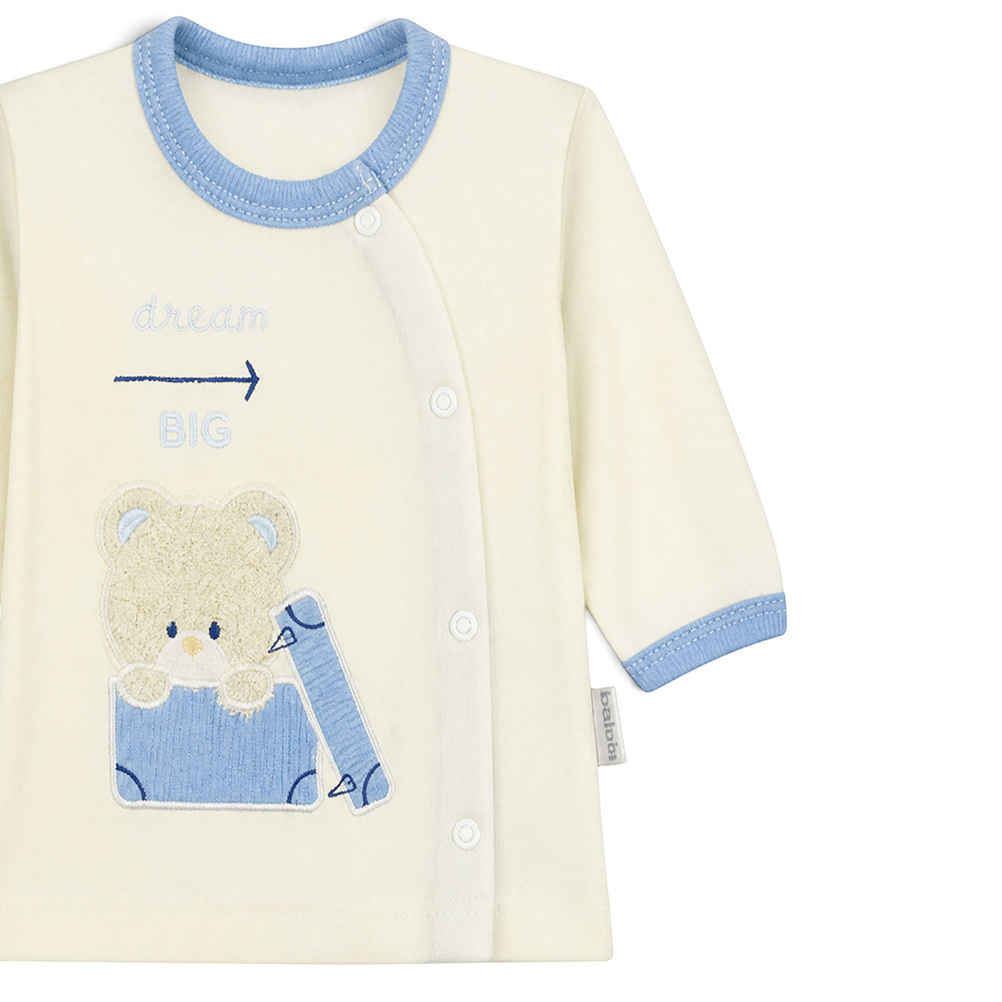 CREAM AND BLUE "DREAM BIG" TEDDY BEAR BABY BOY GIFT SET