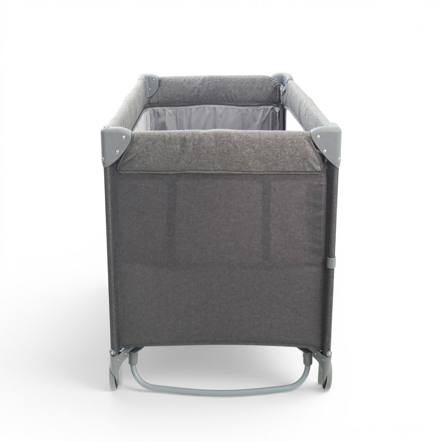 PLAY PEN GREY PORTABLE WITH WHEELS AND CARRYING BAG