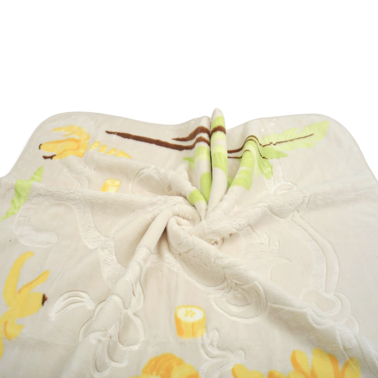 CREAM MONKEY EMBOSSED BLANKET