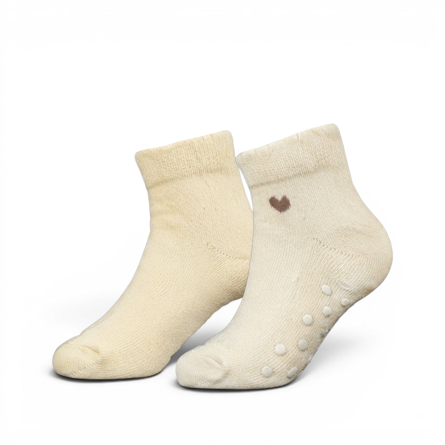 BEIGE AND ASH WHITEDUAL-TONE GIRL SOCKS PK-2