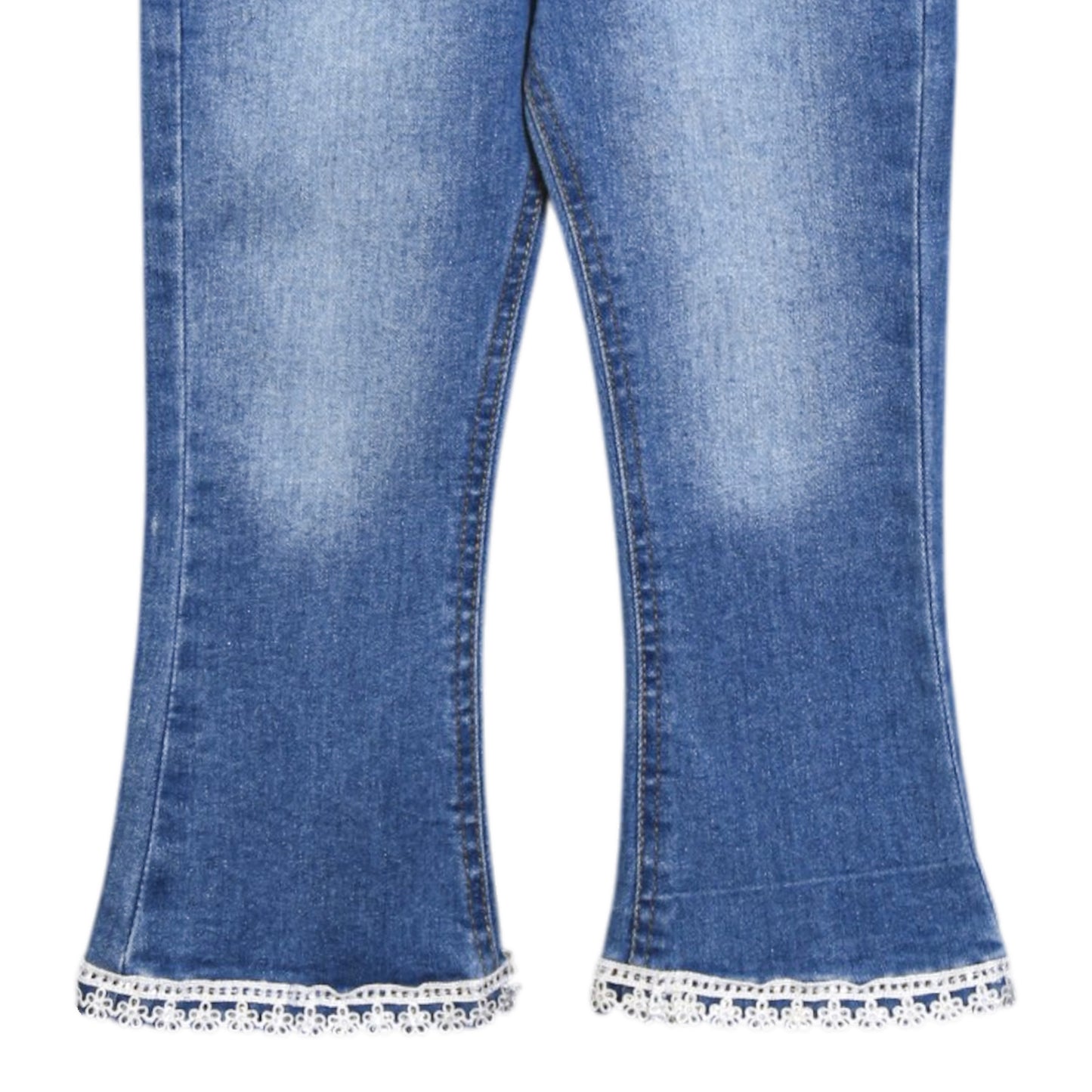 GIRLS' LACE-TRIM FLARE JEANS