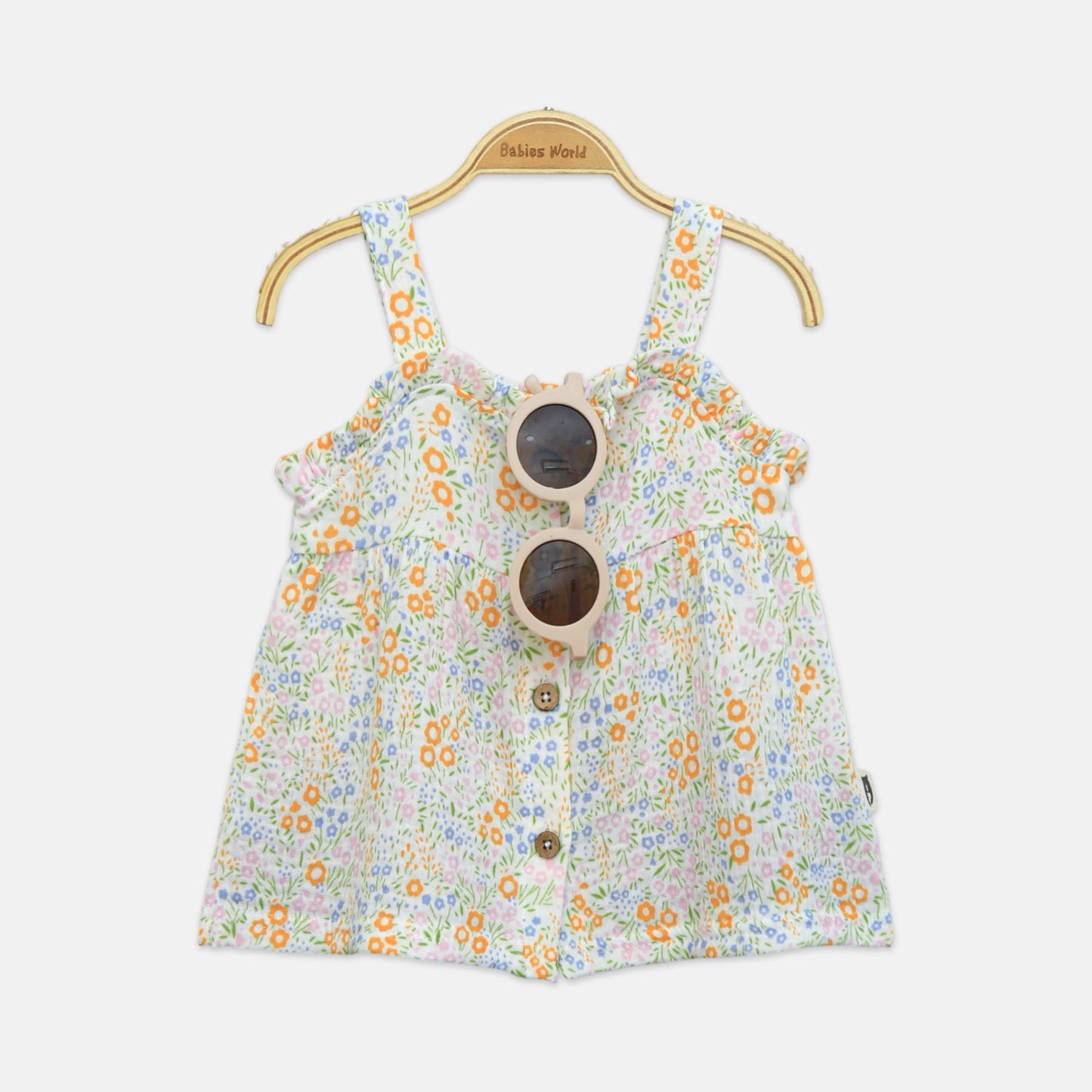 3-Piece Floral Muslin Set With Sunglasses