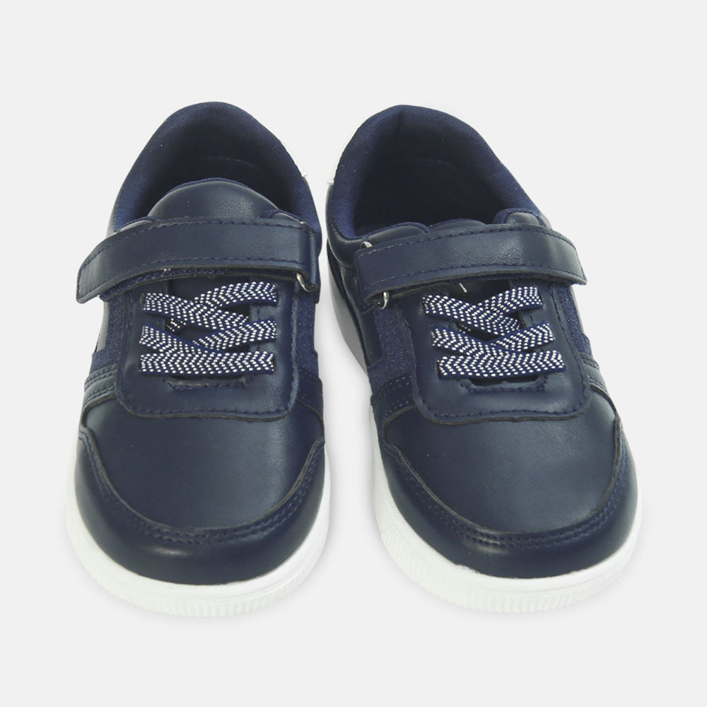 Boy Canvas Glossy Navy Sneakers