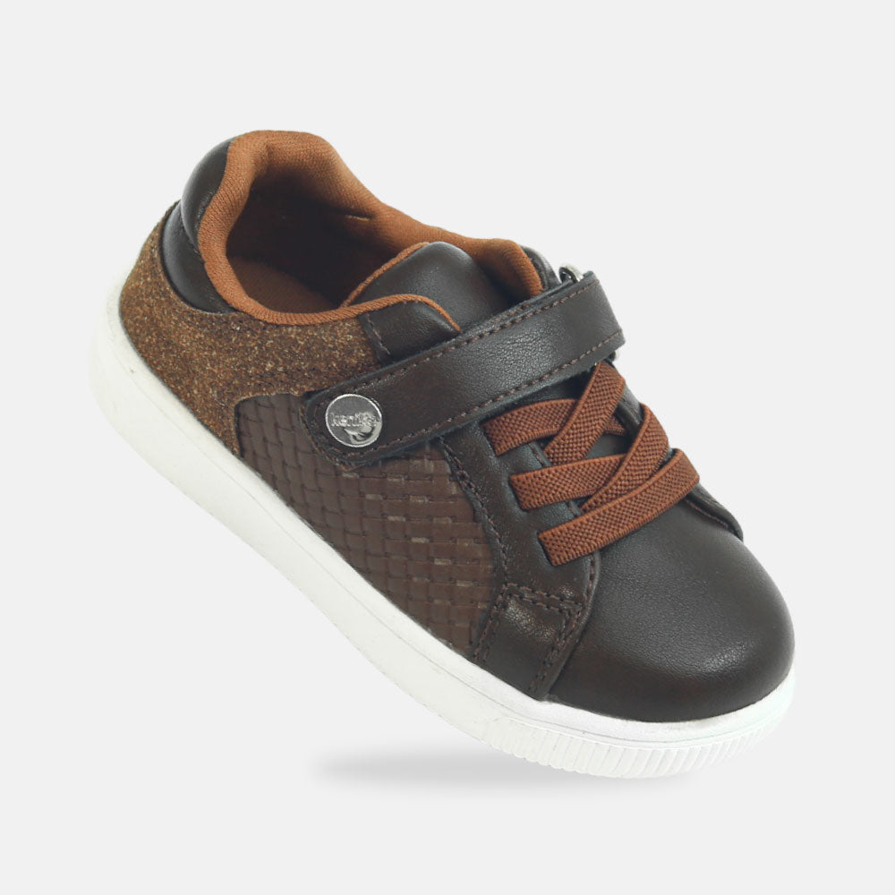 Boy Canvas Glossy Brown Sneakers
