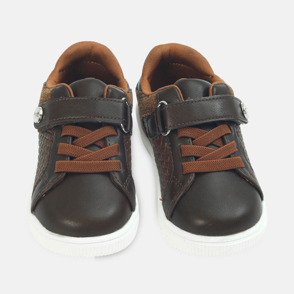 Boy Canvas Glossy Brown Sneakers