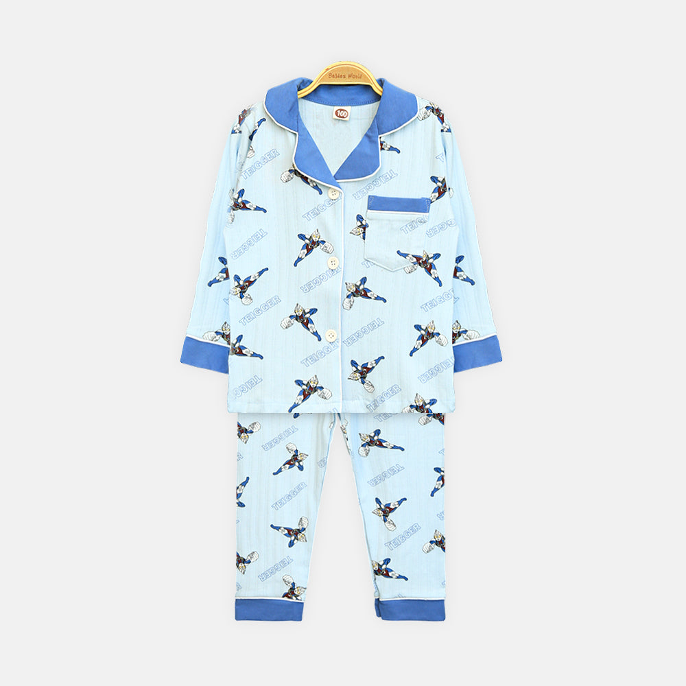 Boy Superhero Button-Up Nightsuit