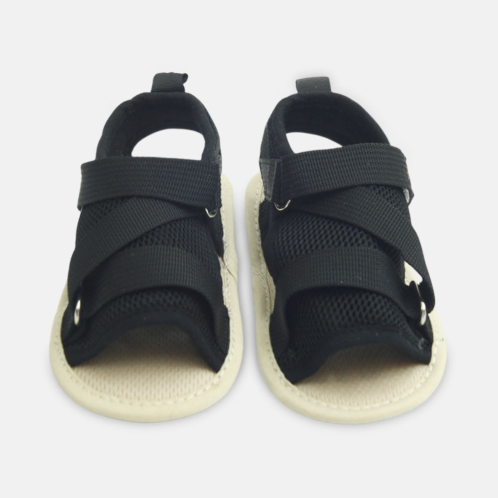 Boy Pre Walker Black Mesh Cross-Strap Sandals