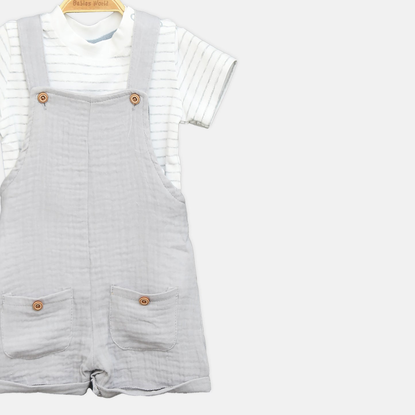 Grey Muslin Romper Set